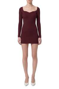 Robe courte à chaîne en yack - Bordeaux