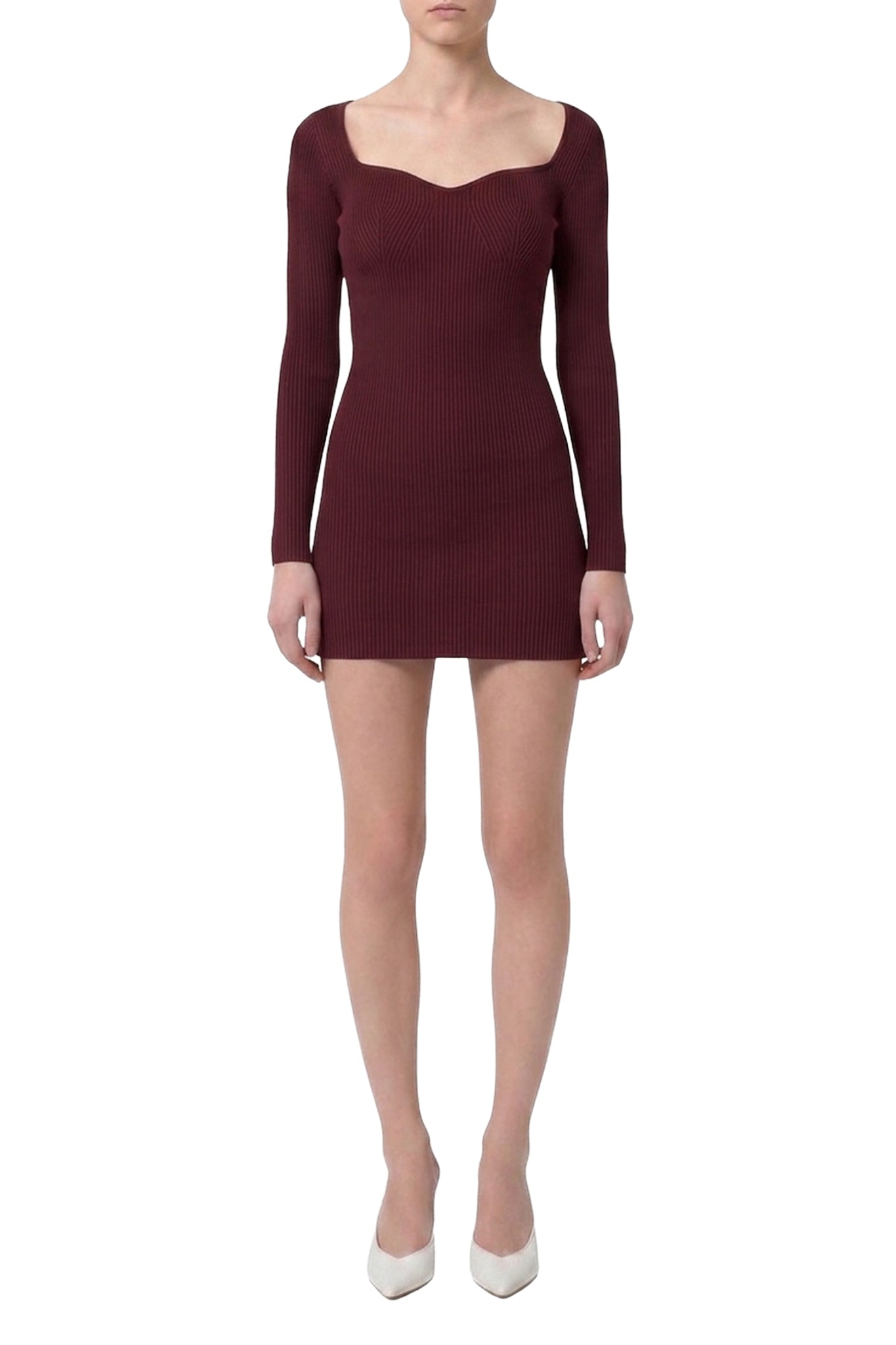 Robe courte à chaîne en yack - Bordeaux
