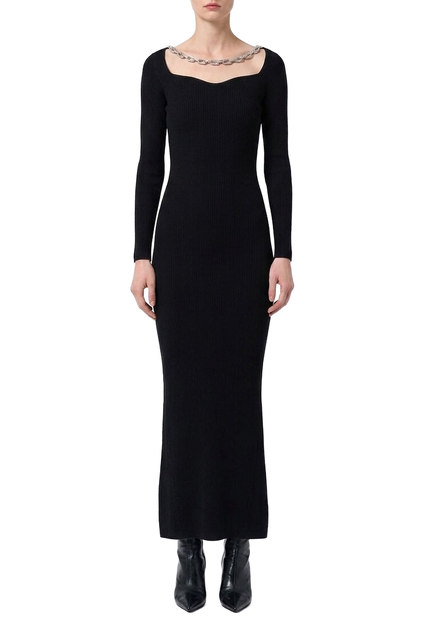 Robe longue à chaîne en laine - Black