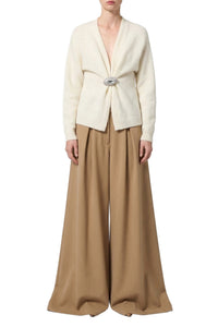 Pantalon large à pinces - Beige