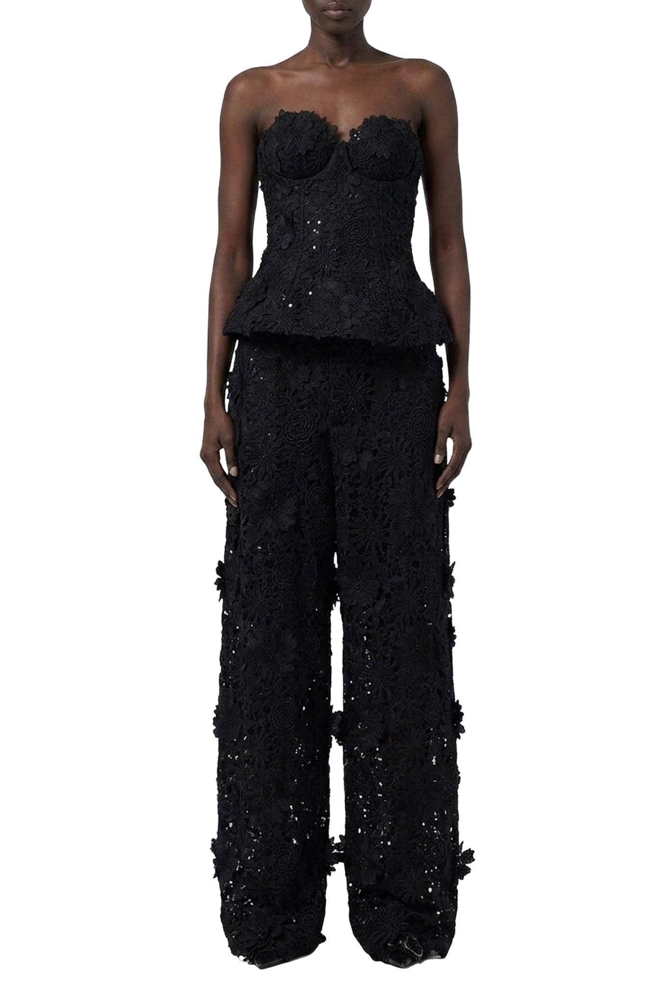 Pantalon large en dentelle - Black