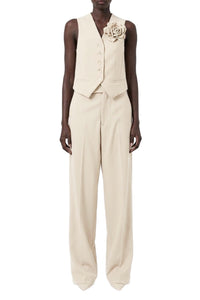 Pantalon large en laine - Milk