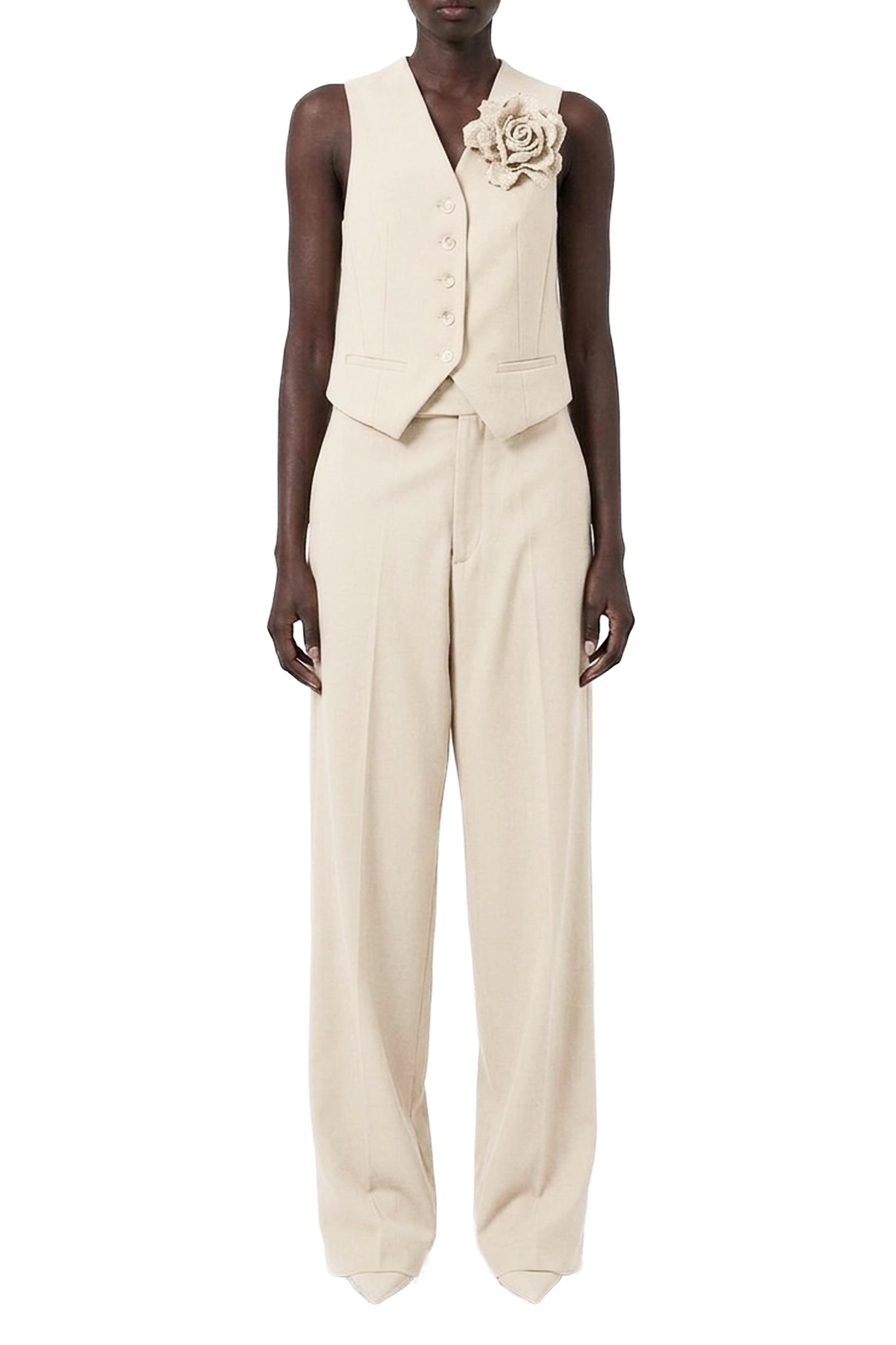 Pantalon large en laine - Milk