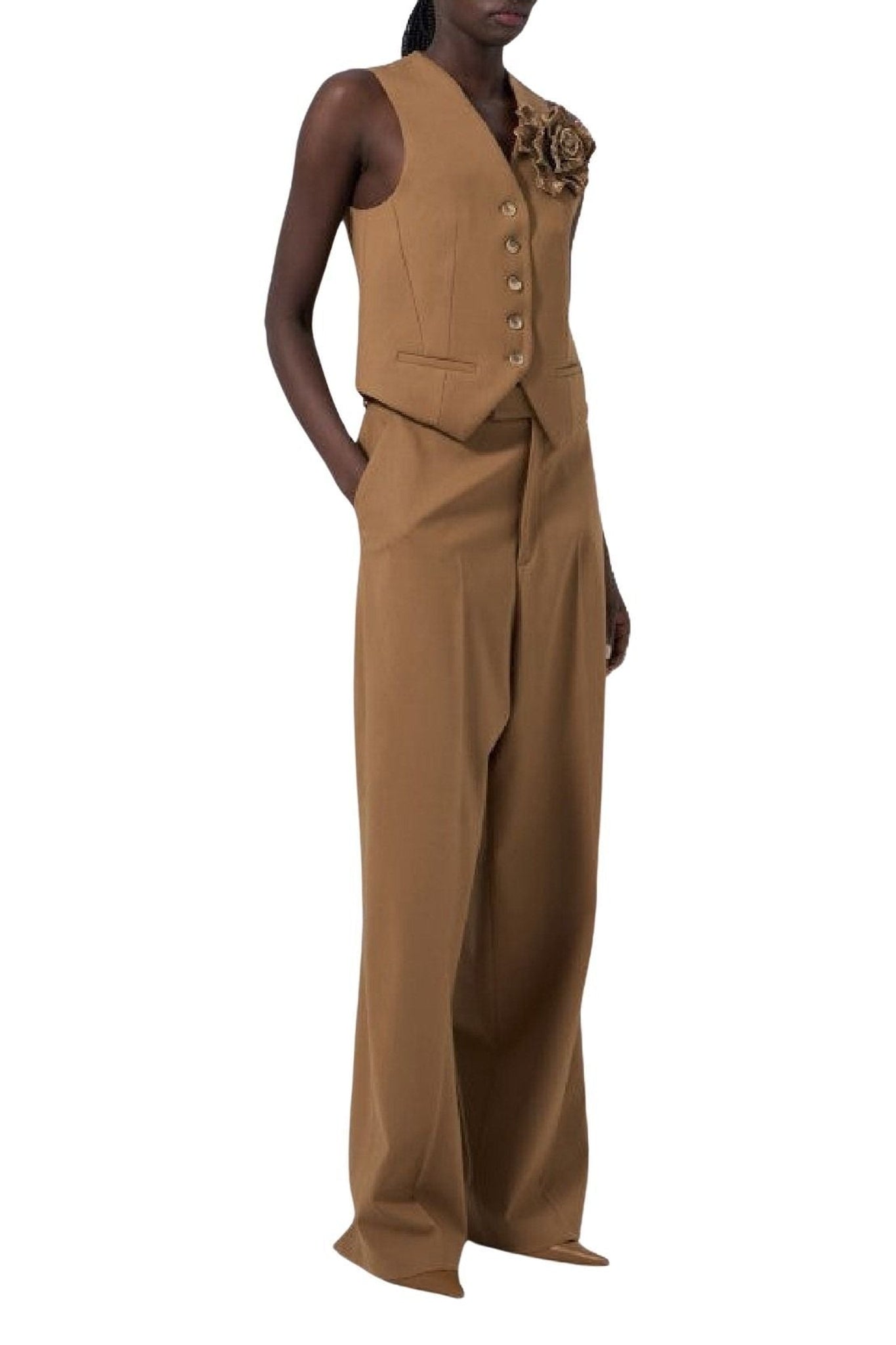 Pantalon large en laine - Milk