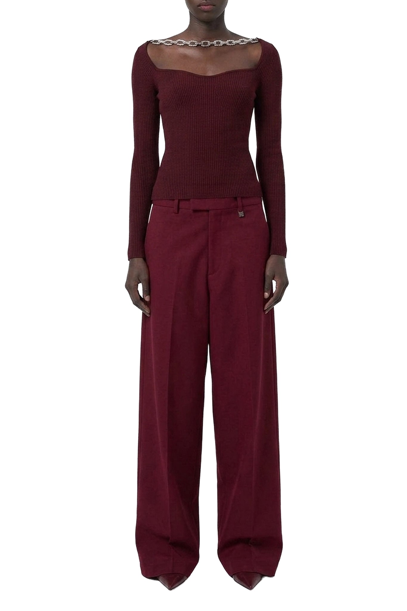 Pantalon large - Bordeaux