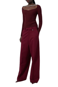 Pantalon large - Bordeaux