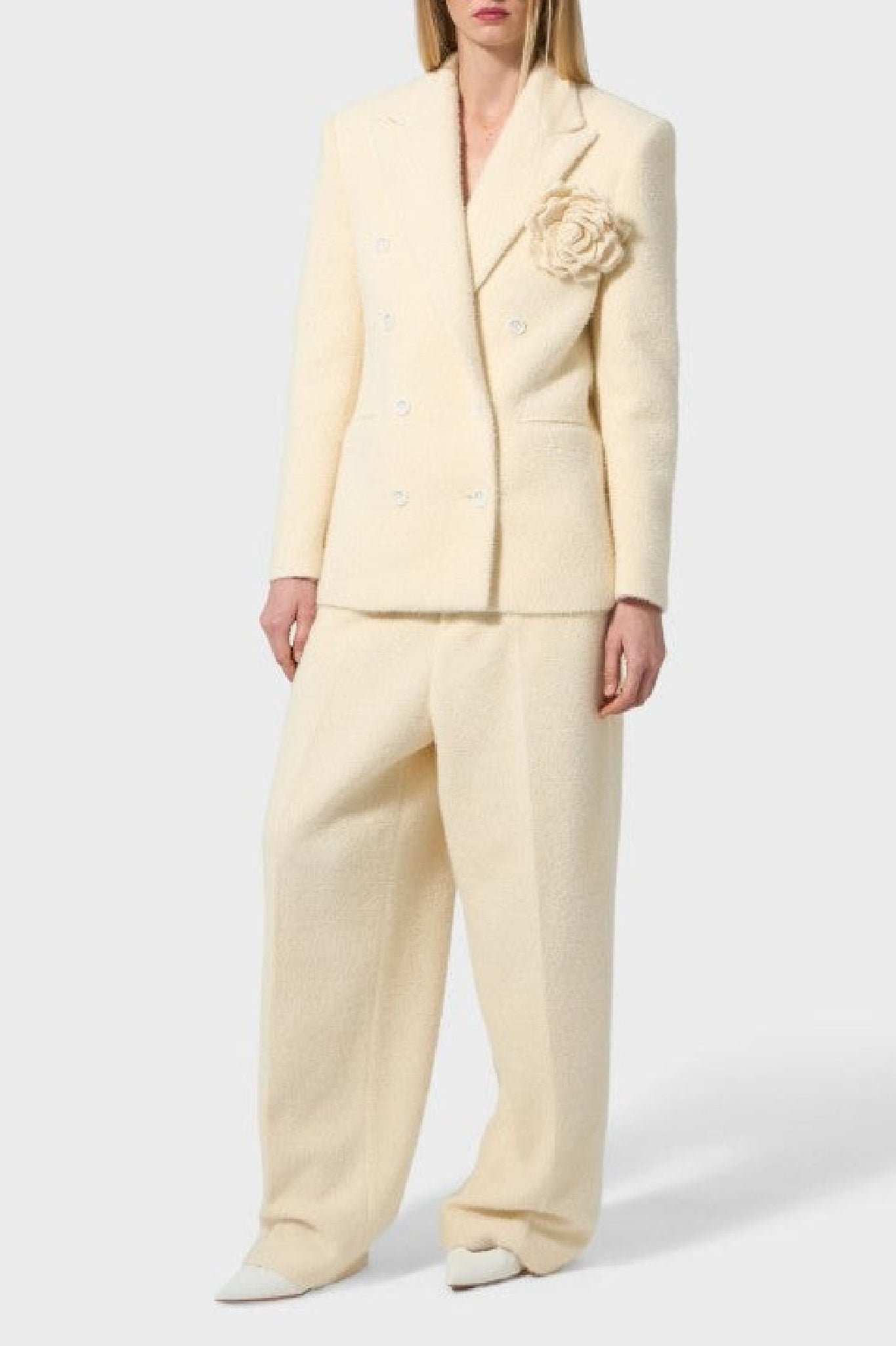Pantalon large effet duveteux - Beige