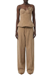 Pantalon large effet duveteux - Beige