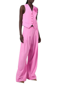 Pantalon large en laine - Pink