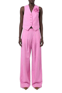 Pantalon large en laine - Pink