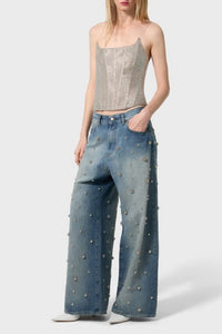 Bustier à micro-strass - Beige