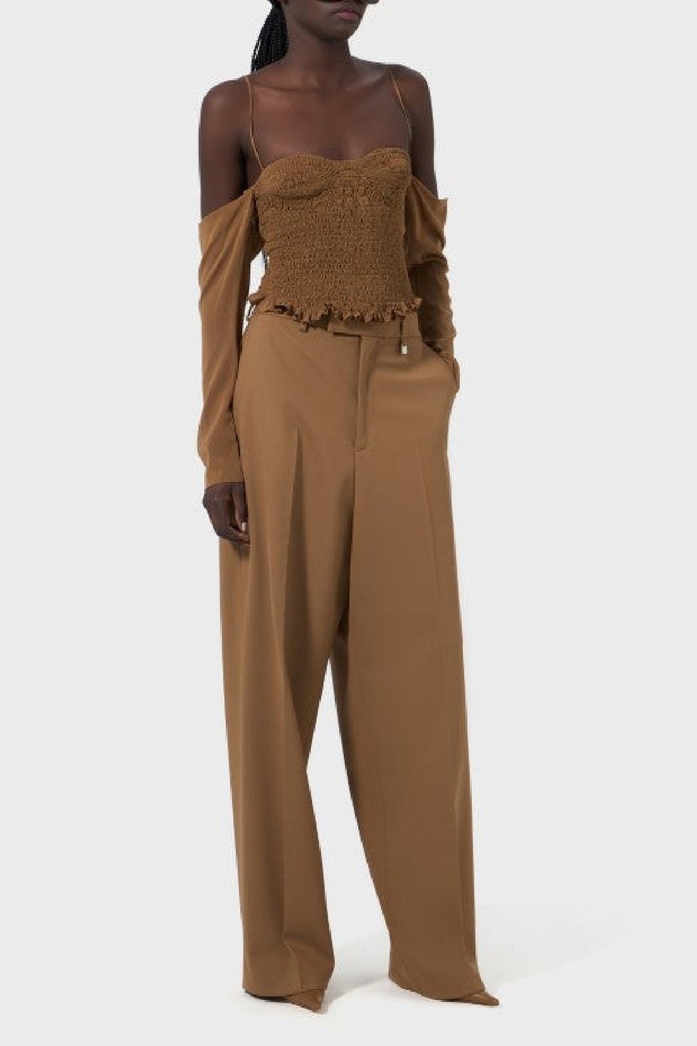 Chemise en soie - Camel