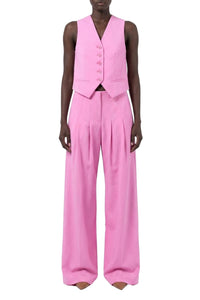 Gilet à fleur appliquée en laine - Pink