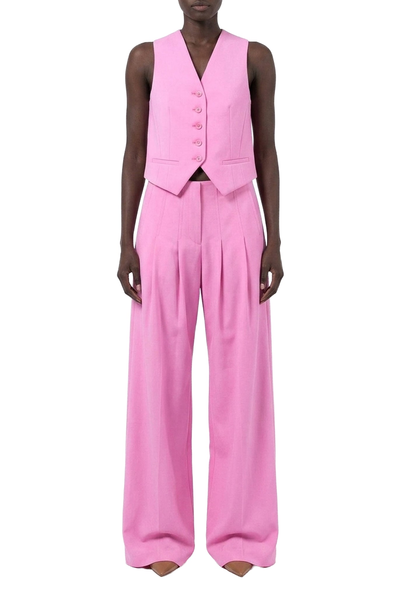 Gilet à fleur appliquée en laine - Pink