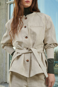 Venice jacket with cotton waistband - Beige & Ecru