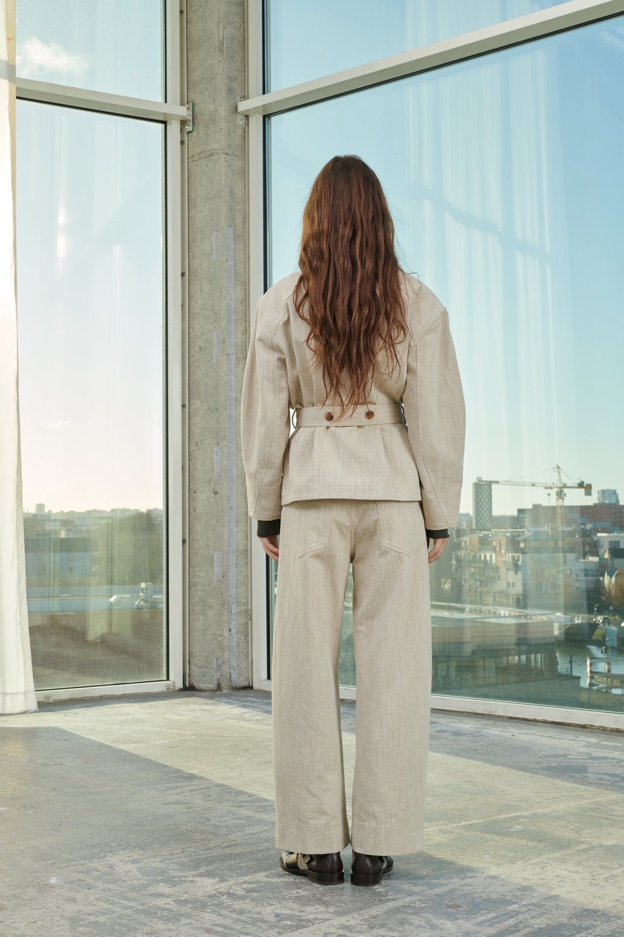 Venice jacket with cotton waistband - Beige & Ecru