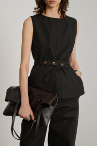 Chance sleeveless cotton blouse - Charcoal