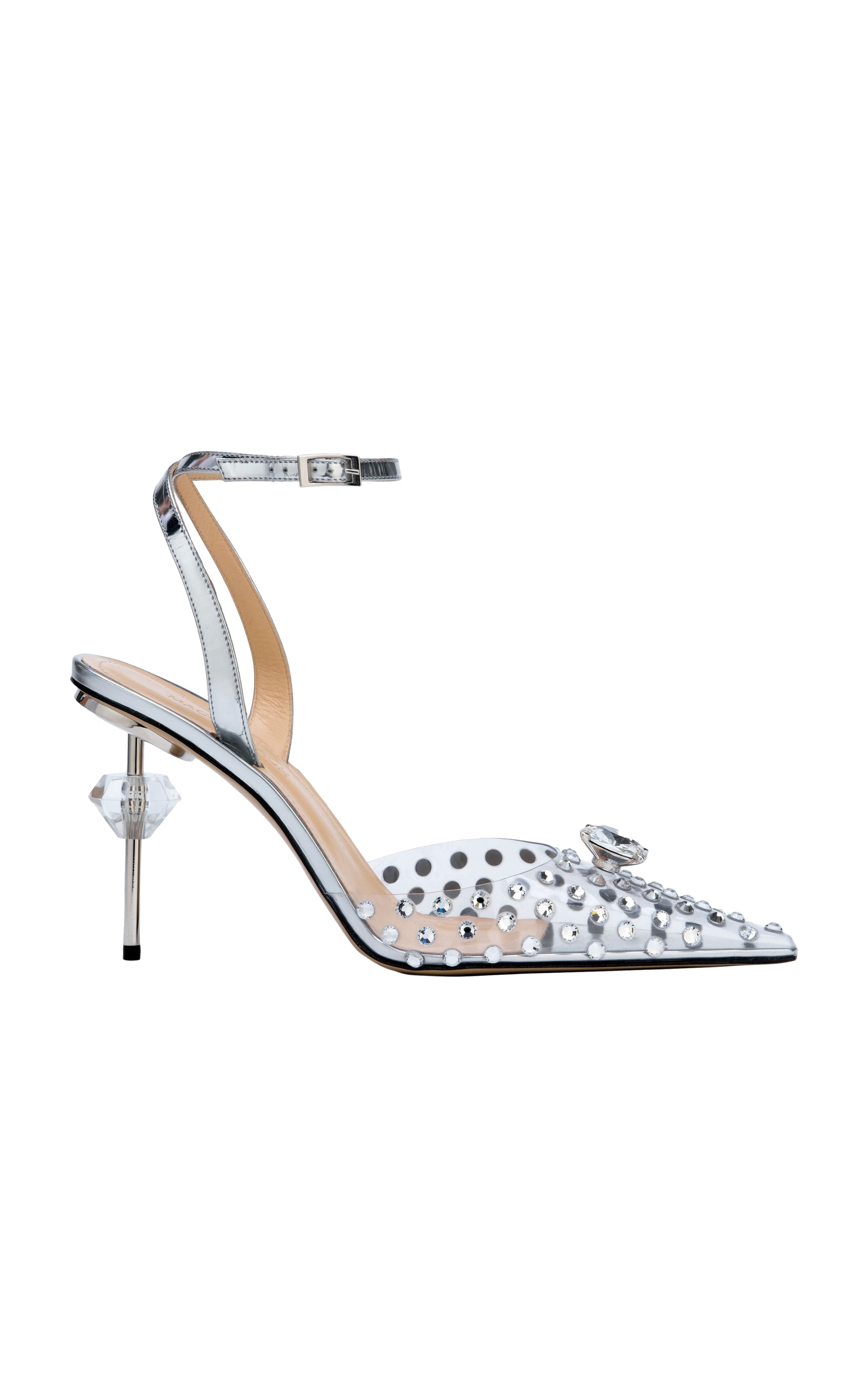 Escarpins à bride 100 Double Diamond à strass - Transparent Silver