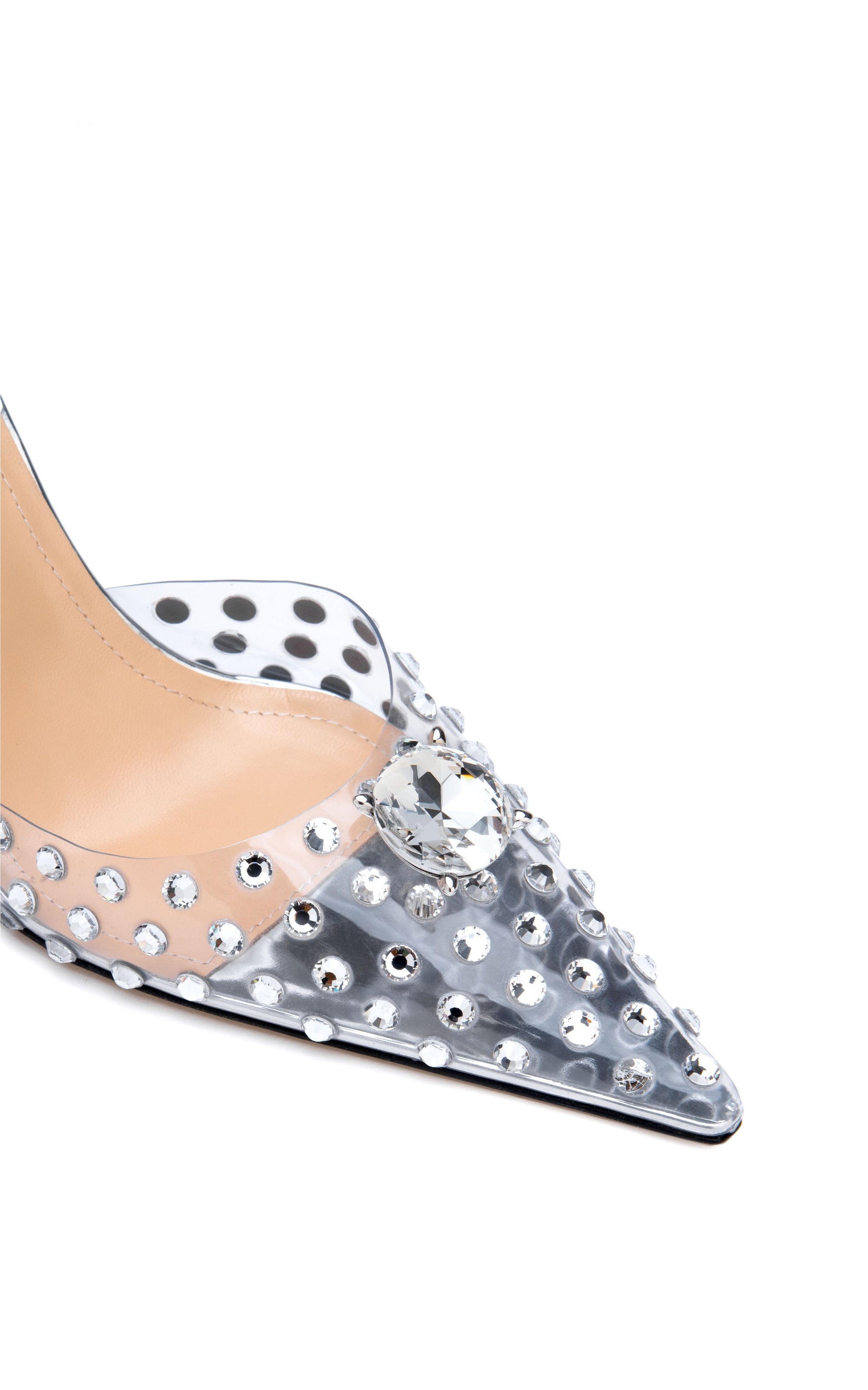 Escarpins à bride 100 Double Diamond à strass - Transparent Silver