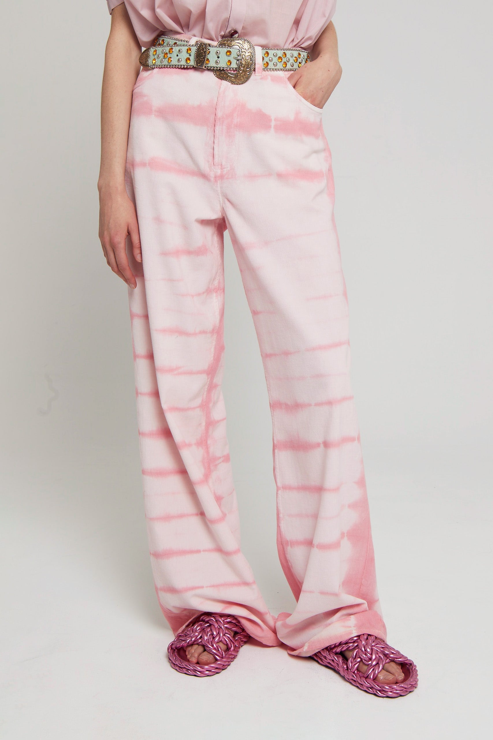 Jean wide leg Enca tie and dye - Pink