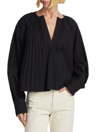 Blouse à manches longues plissée - Black
