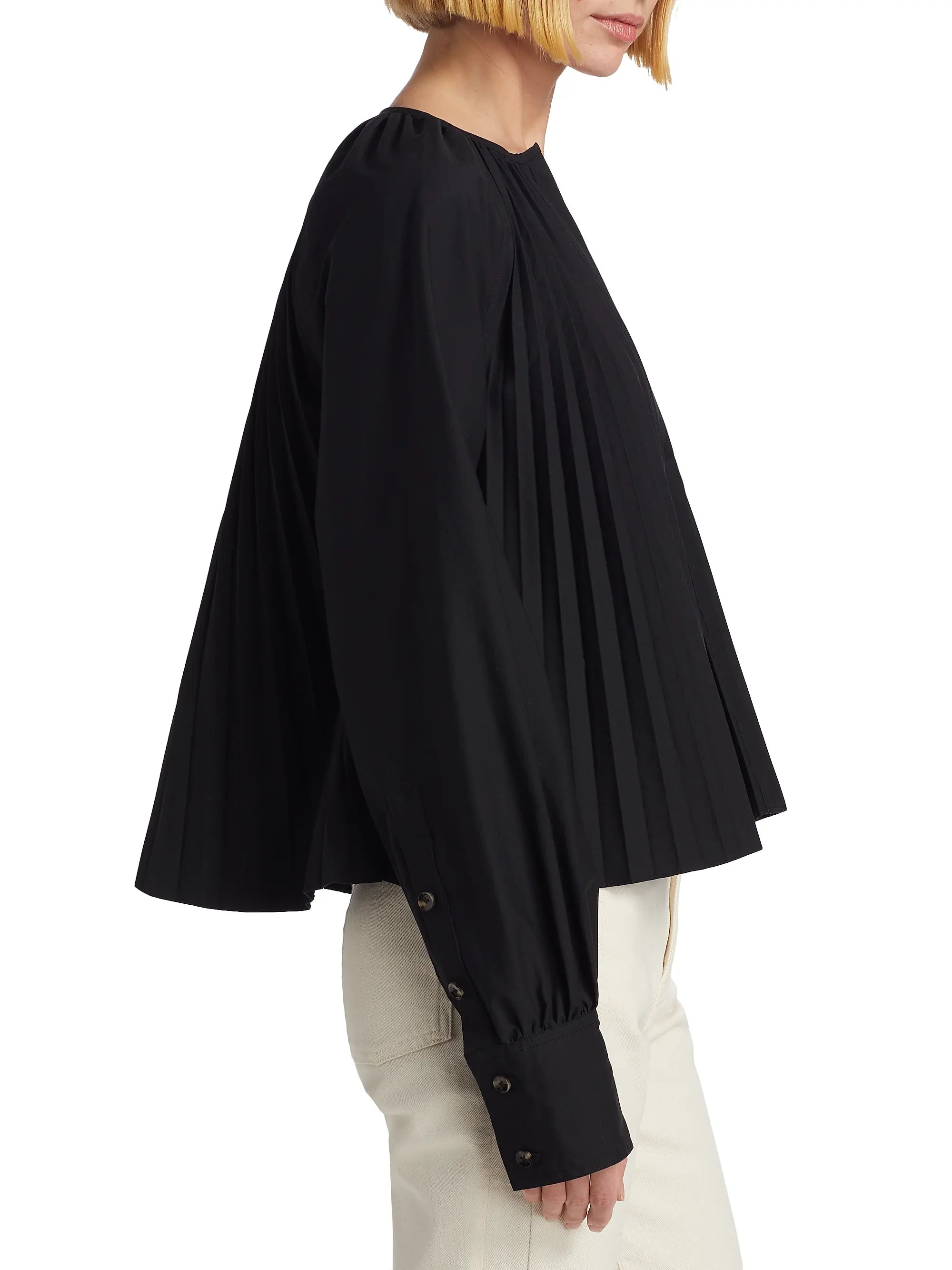 Blouse à manches longues plissée - Black