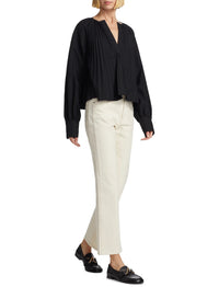 Blouse à manches longues plissée - Black