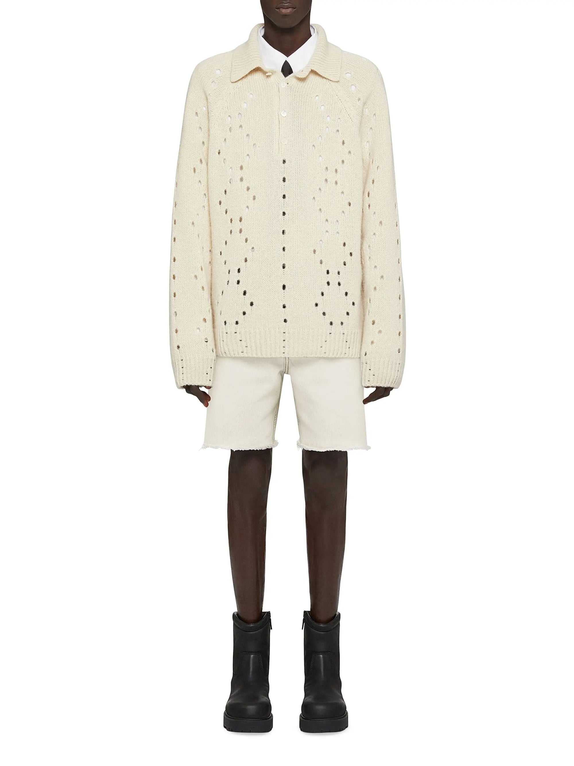 CUTTED BELT LOW RISE DENIM SHORTS