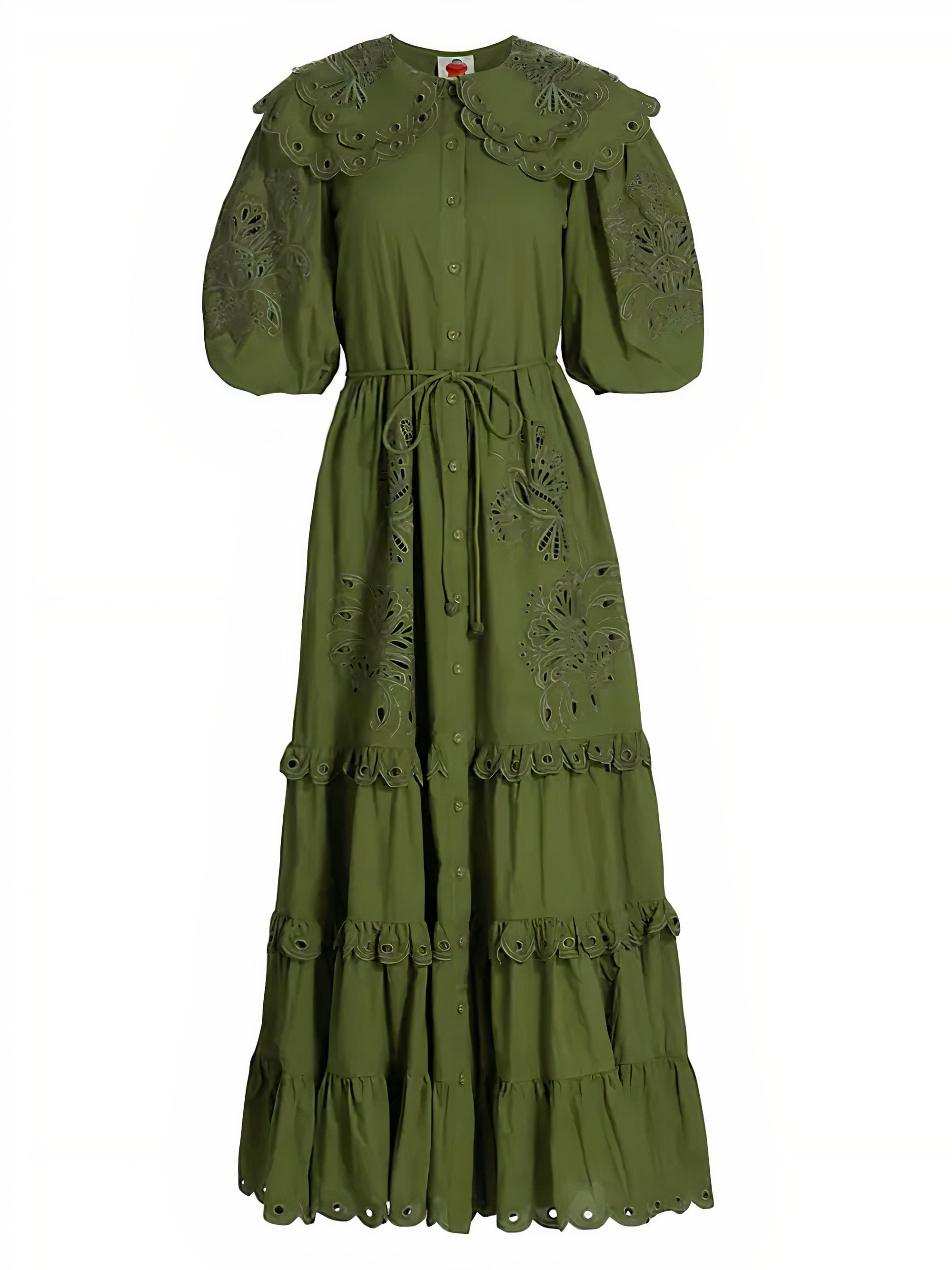 Robe longue Richelieu Humming Bird en coton - Vert