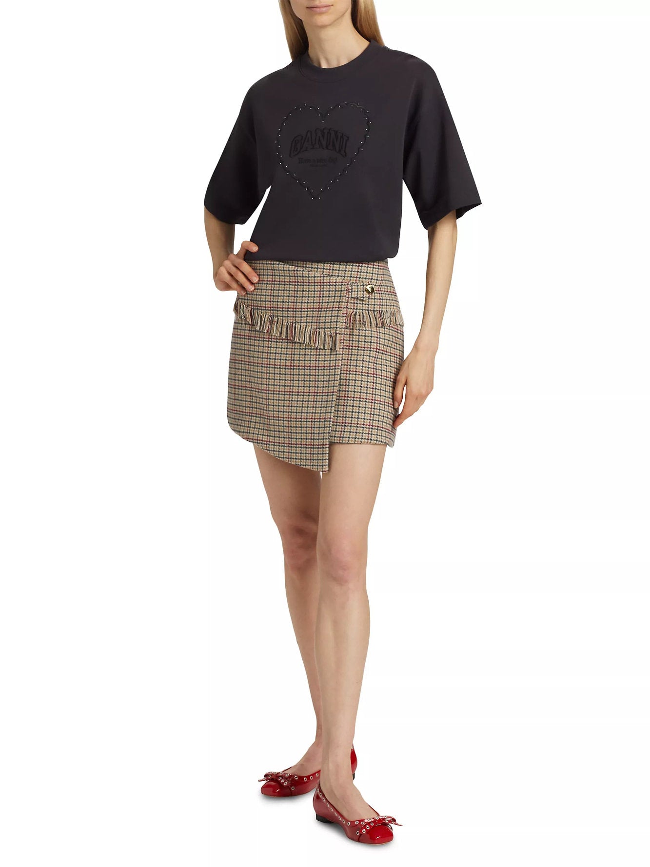 Jupe courte asymétrique en laine - Tiger's Eye