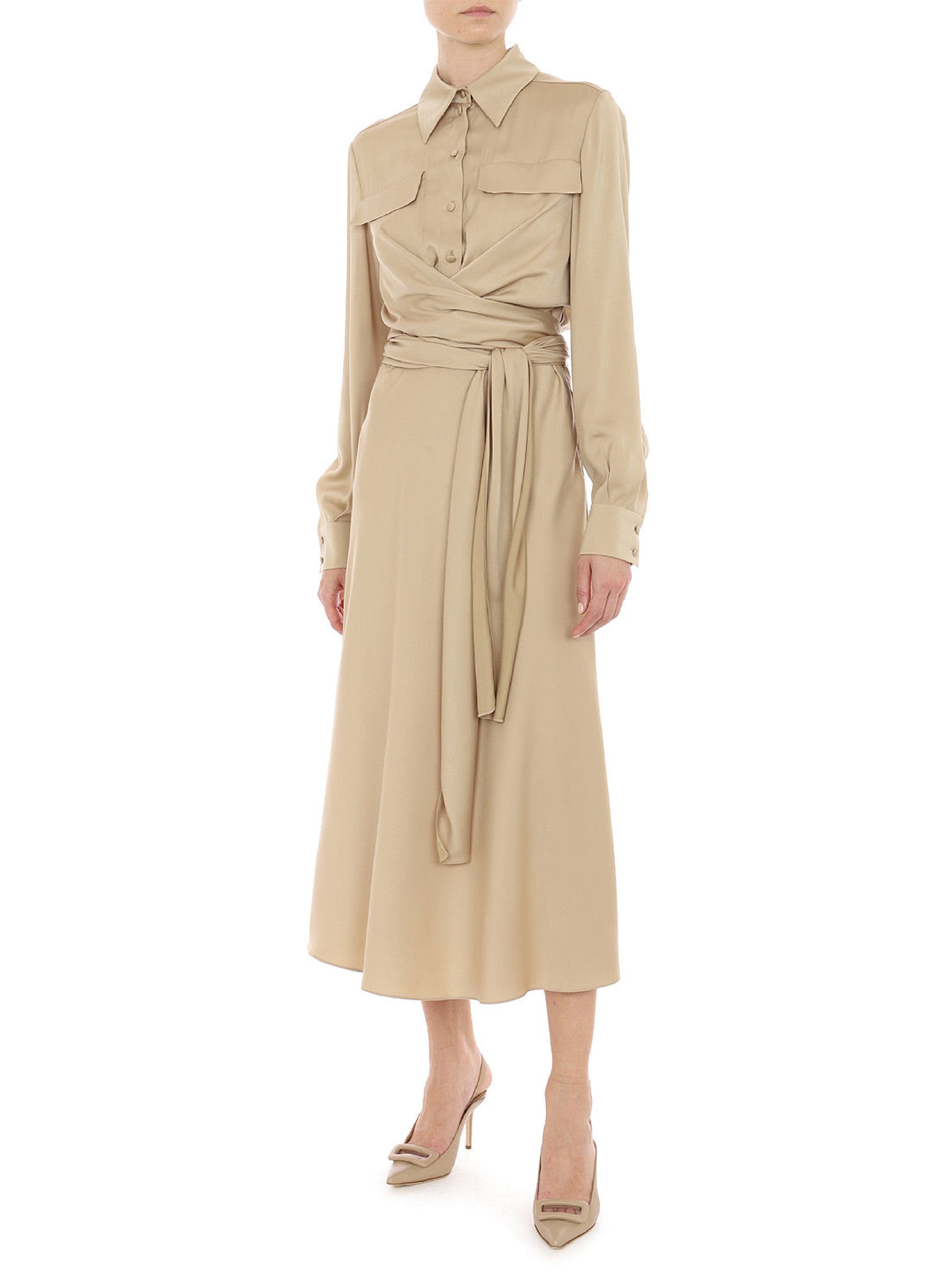 Robe longue fluide - Beige