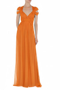 Robe longue en soie - Orange