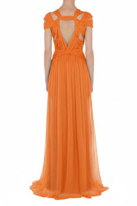 Robe longue en soie - Orange