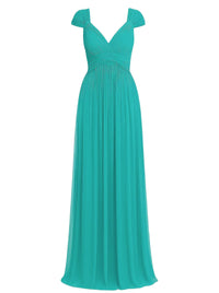 Robe longue en soie - Green & Light Blue