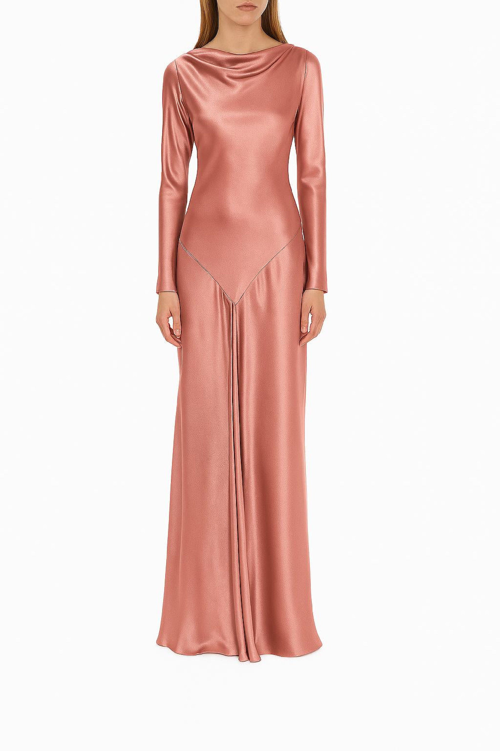 Robe longue en satin brillant - Pink