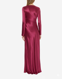Robe longue en satin brillant - Fuchsia