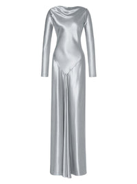 Robe longue en satin brillant - Ice Grey