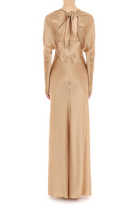 Robe longue en soie mélangée cocktail - Pink