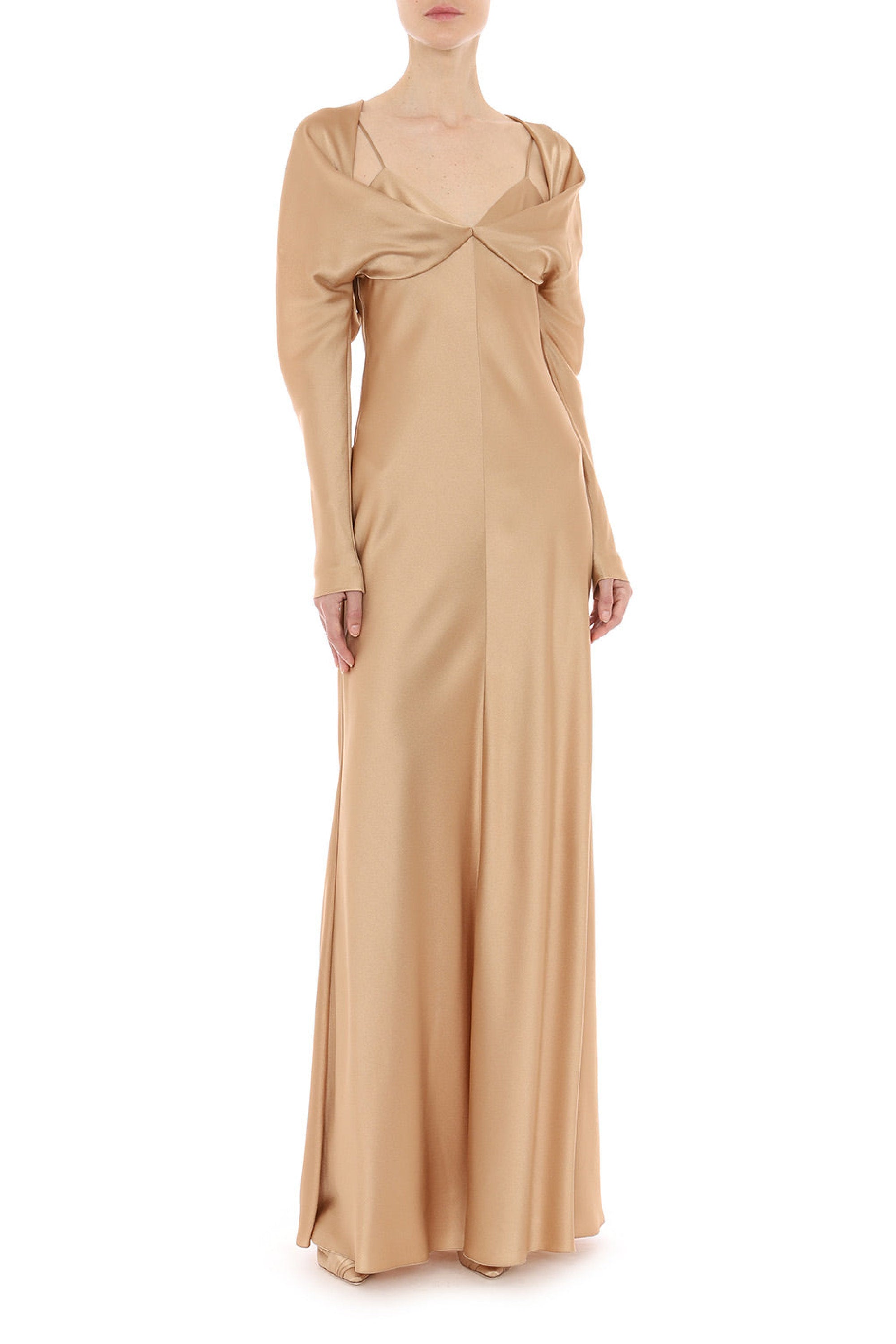 Robe longue en soie mélangée cocktail - Pink