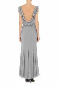 Robe longue à volants - Ice Grey