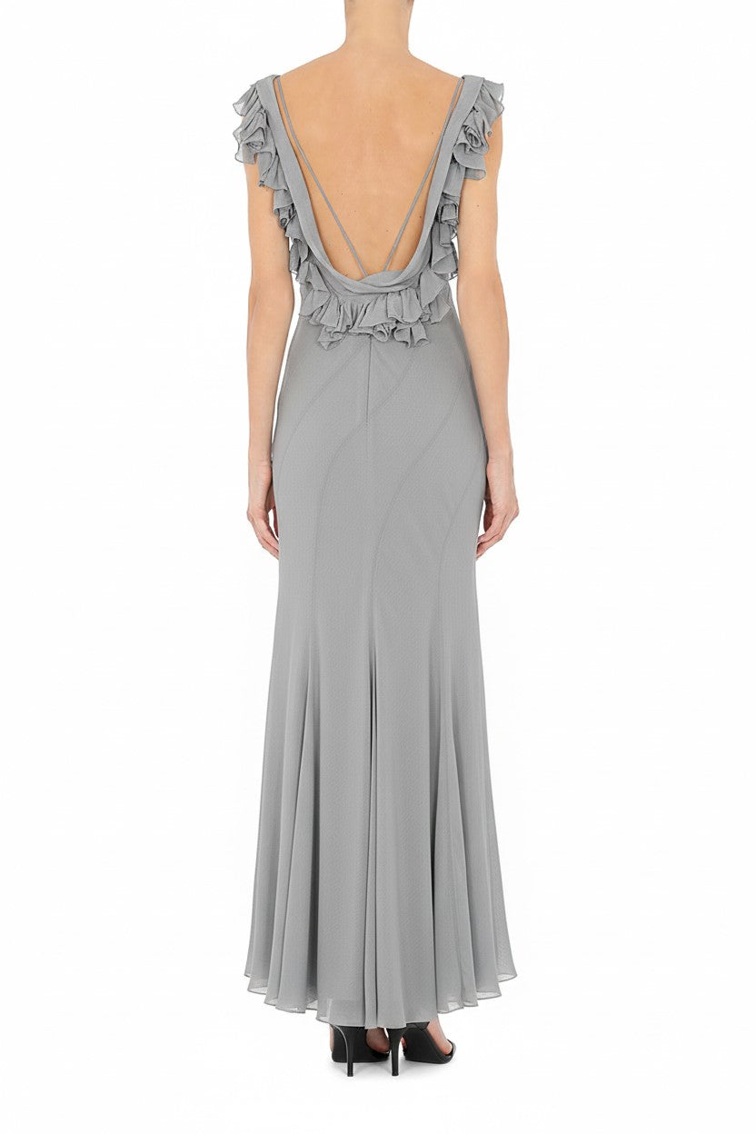 Robe longue à volants - Ice Grey