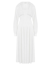 Robe longue en popeline et mousseline - White
