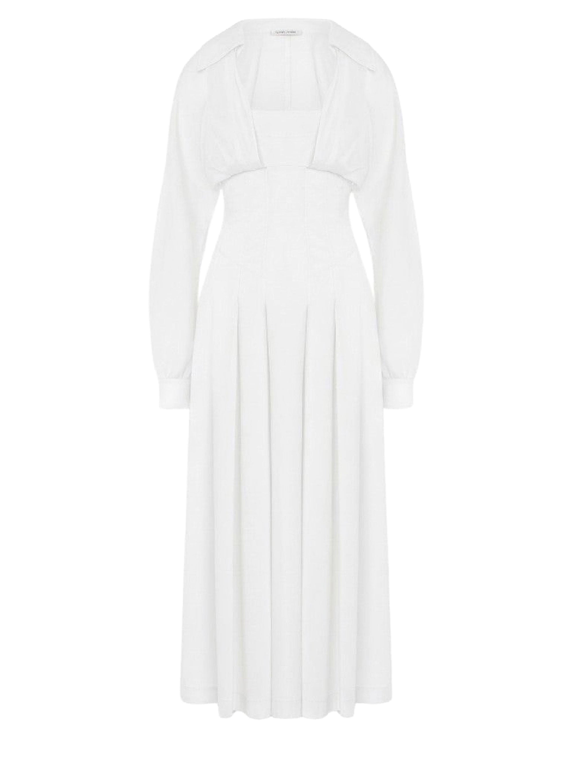 Robe longue en popeline et mousseline - White
