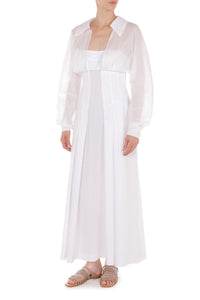 Robe longue en popeline et mousseline - White