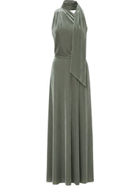 Robe à une épaule en velours brillant - Green
