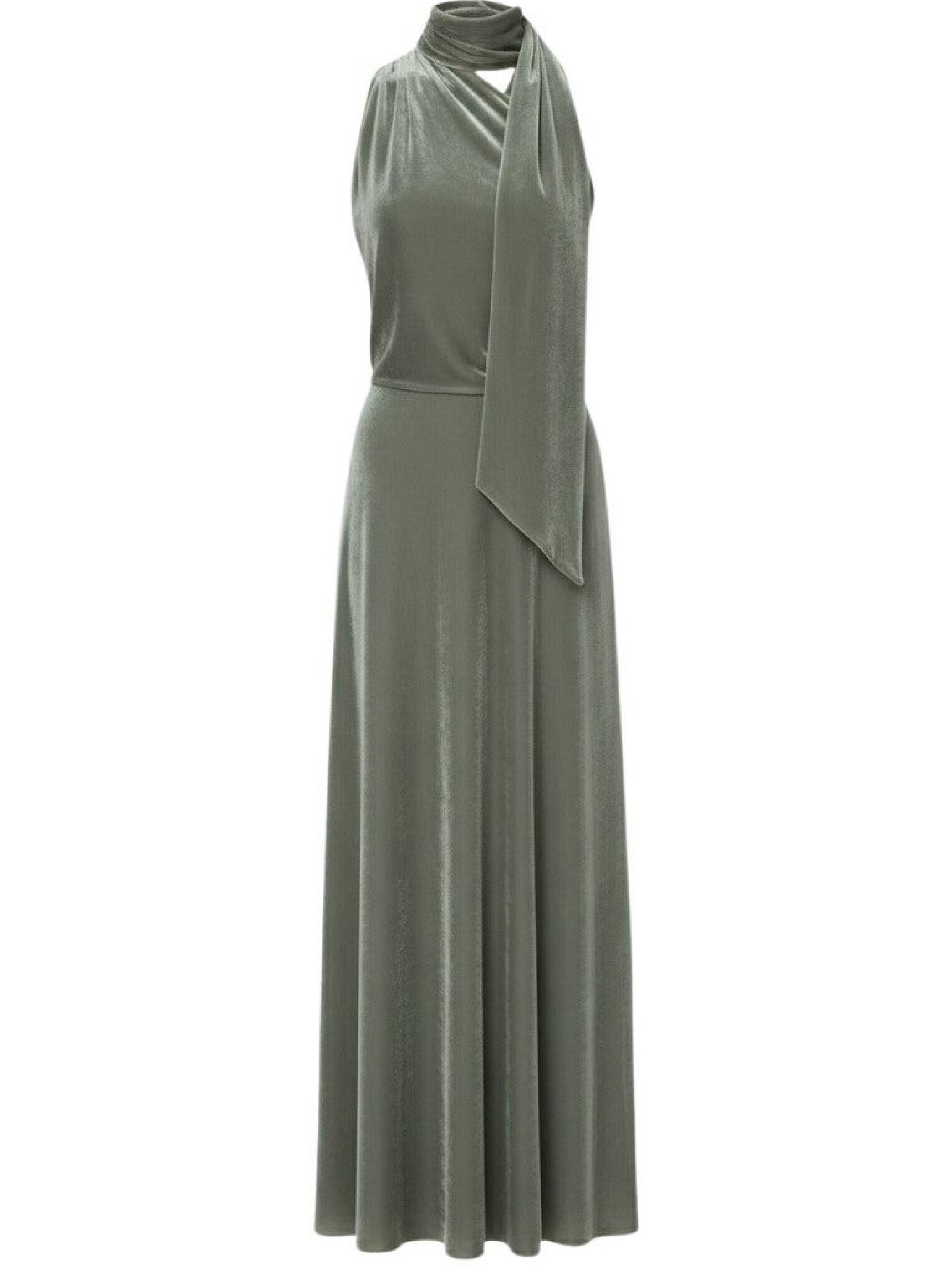 Robe à une épaule en velours brillant - Green