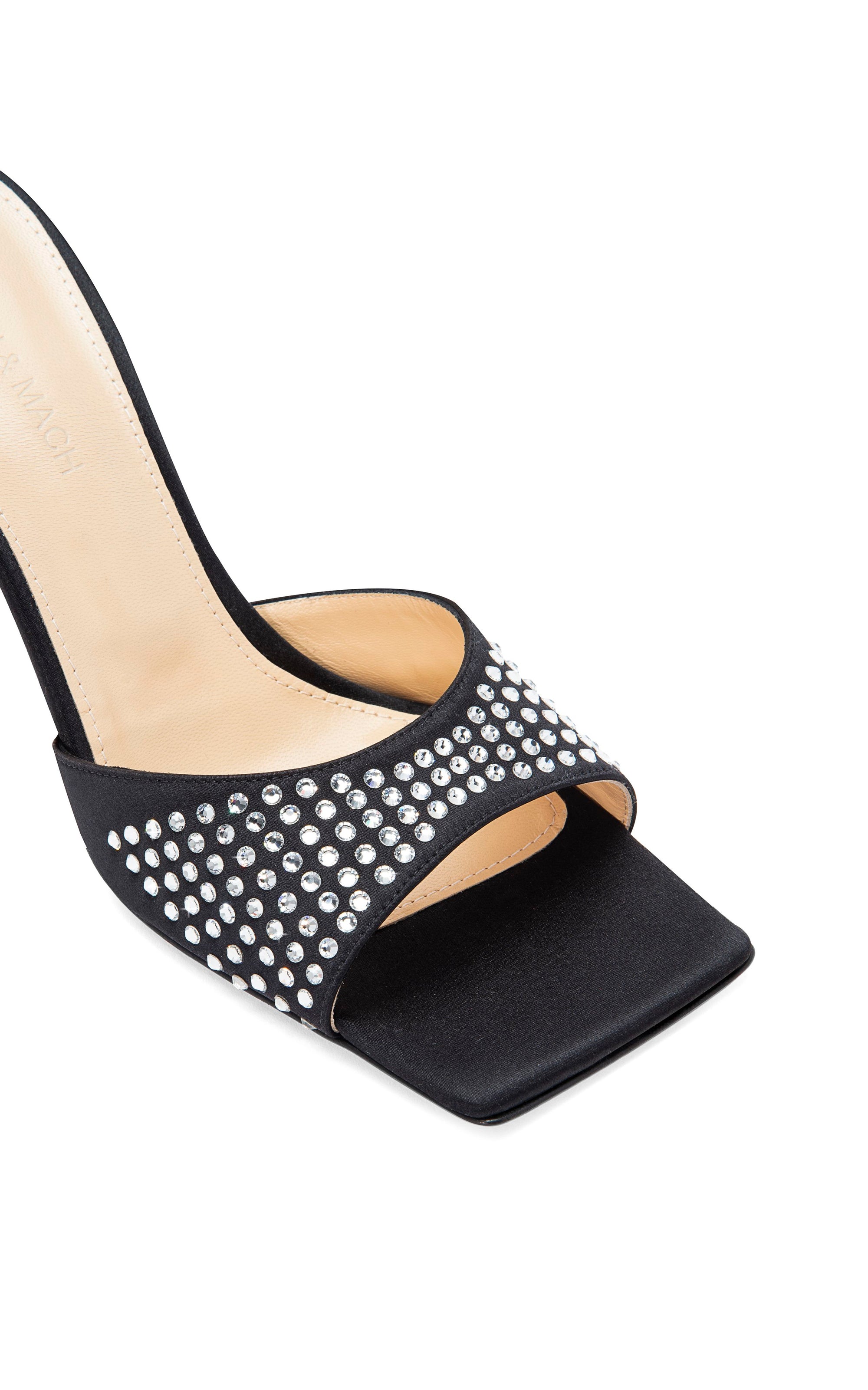 Star 95 silk & rhinestone mules - Black