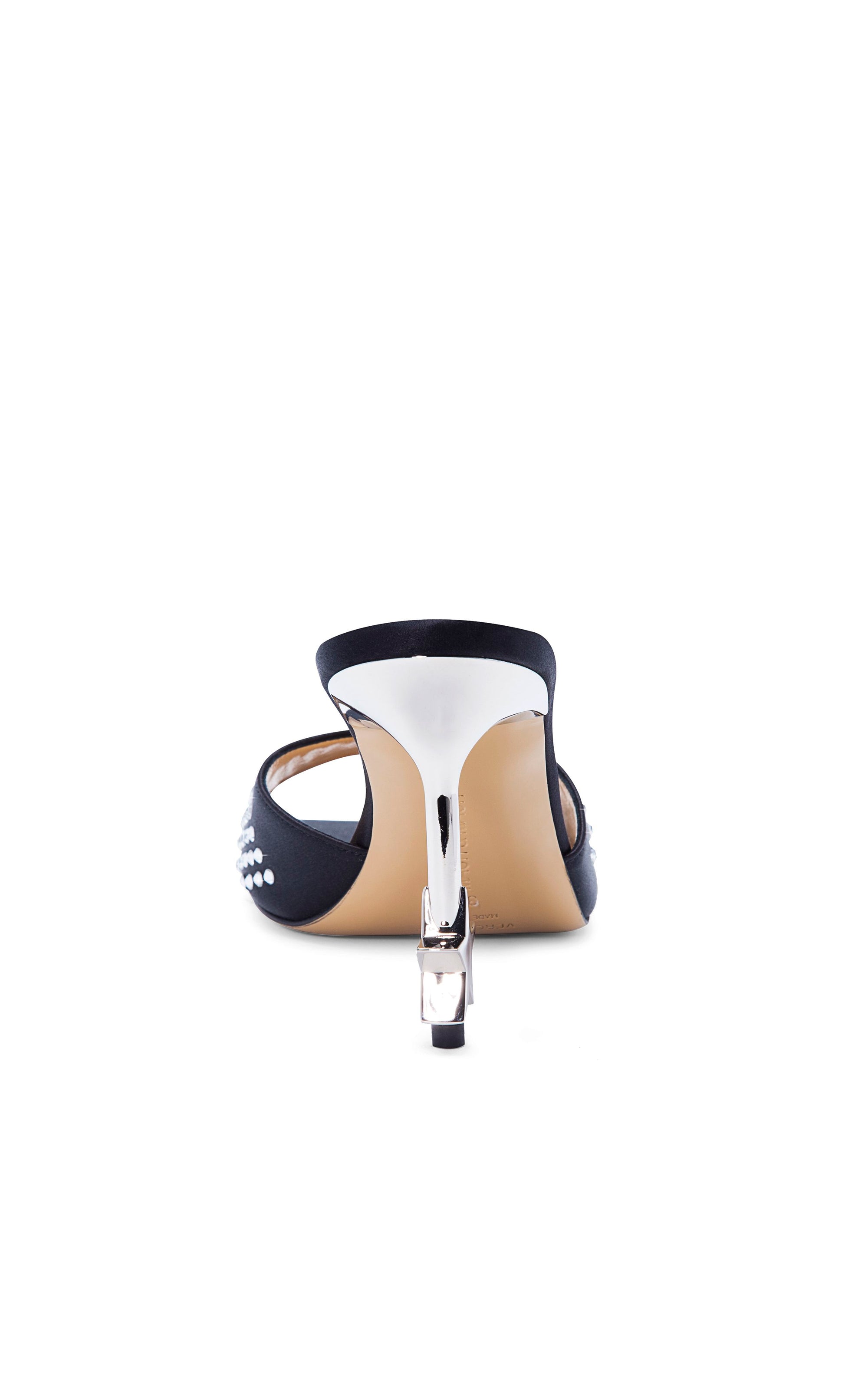 Star 95 silk & rhinestone mules - Black