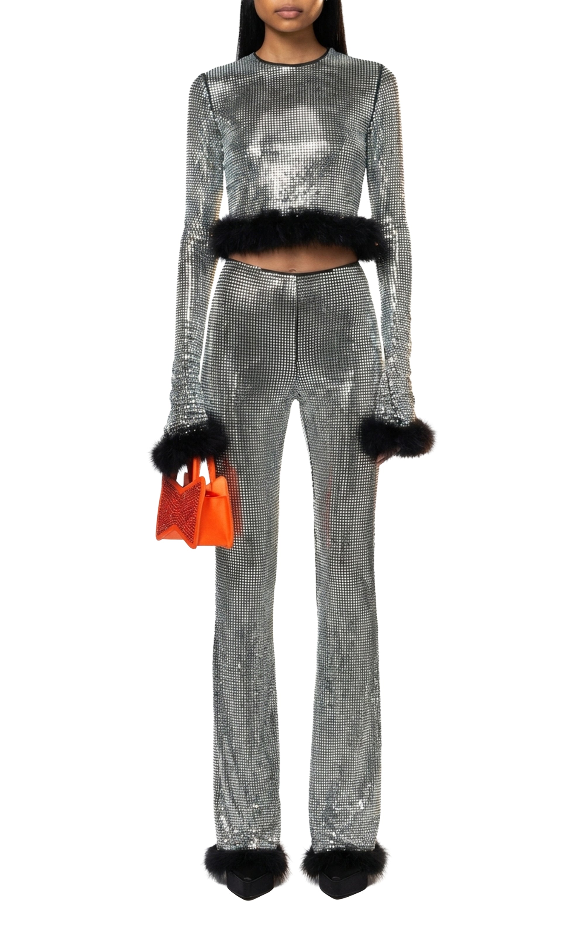 Feather top with rhinestones - Silver