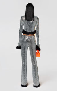 Feather top with rhinestones - Silver